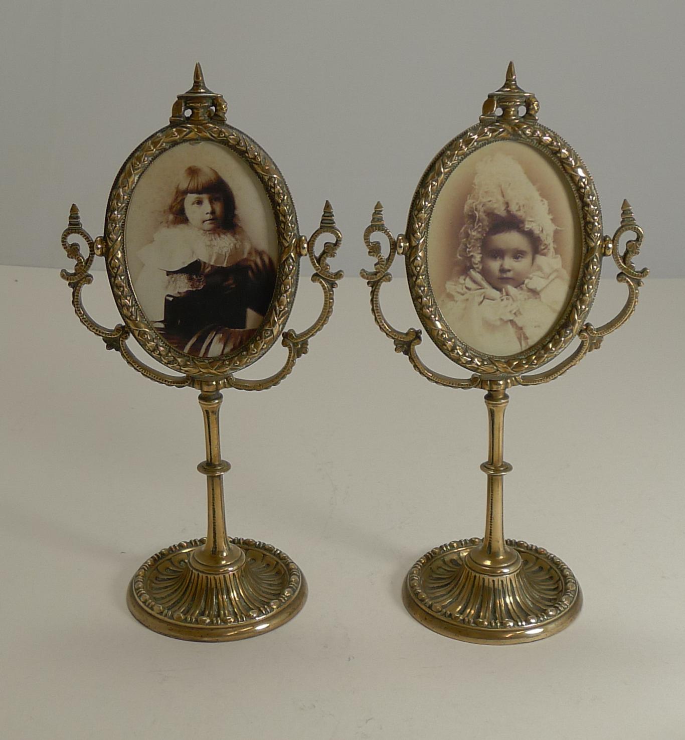 Pair of Antique English Brass Swing Photograph Frames, circa 1880 4