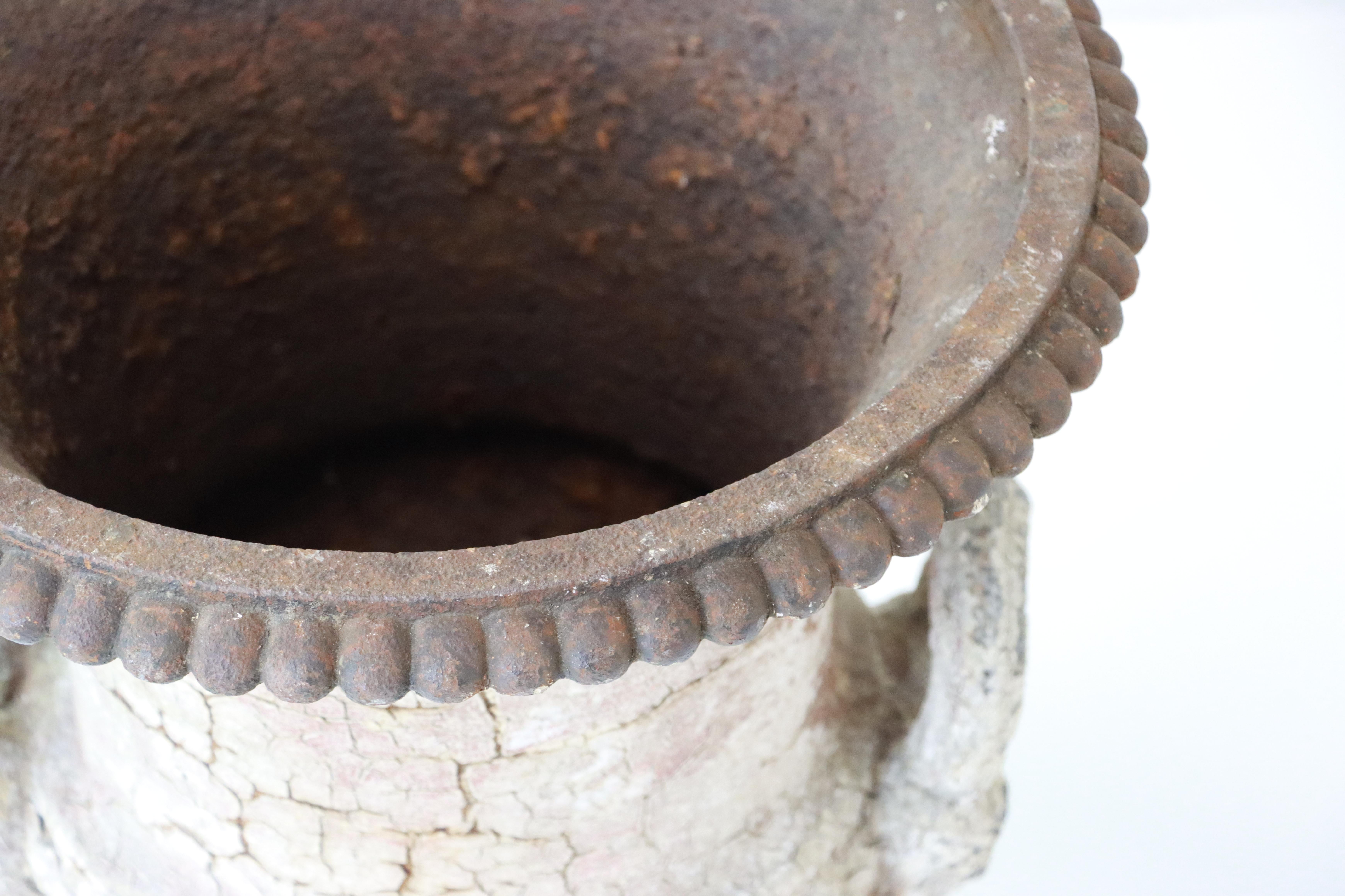 Iron Pair of Antique English Campana Urns For Sale