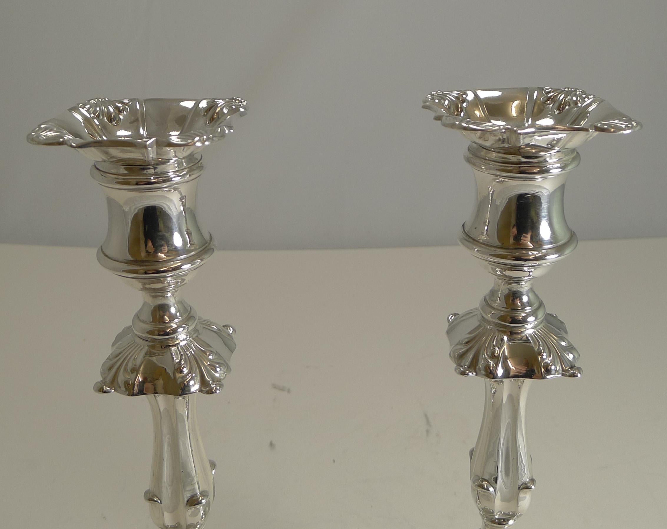 Mid-19th Century Pair of Antique English Candlesticks by Elkington, 1853
