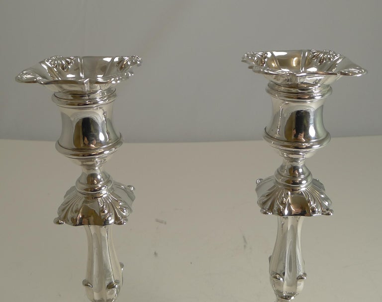 Pair of Antique English Candlesticks by Elkington, 1853 at 1stDibs