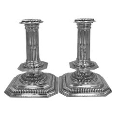 Pair of Antique English Sterling Silver Candlesticks