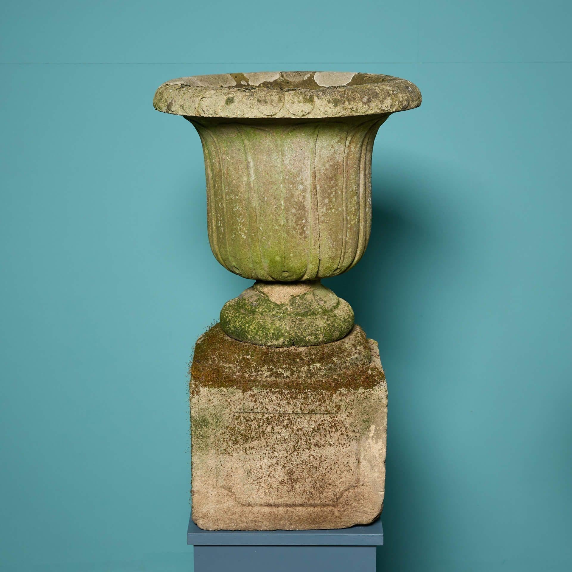 XIXe siècle Paire d'urnes anglaises anciennes en grès sculpté en vente