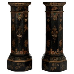 Pair of Antique English Chinoiserie Pedestals