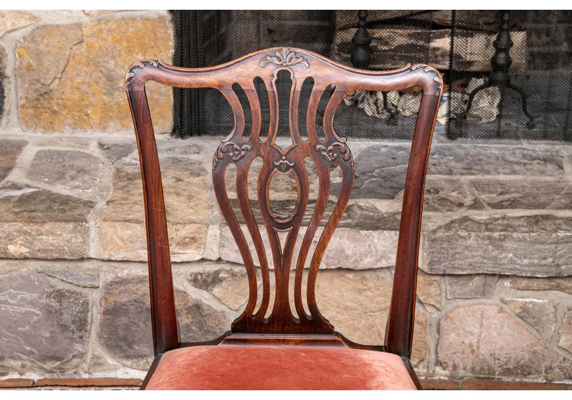 Pair Of Antique English Chippendale Style Side Chairs For Sale 2