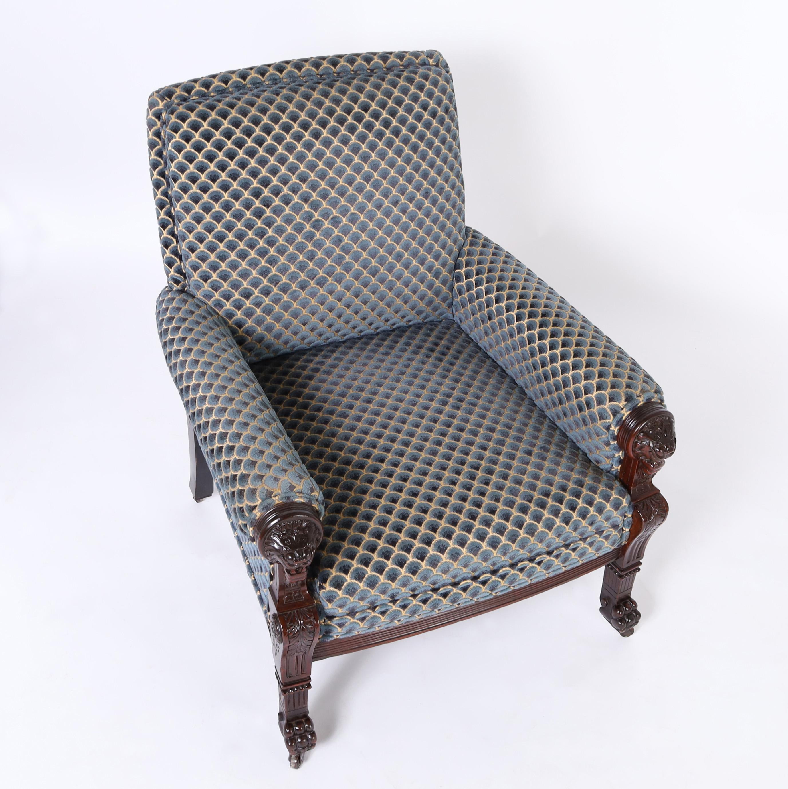 Mahogany Pair of Antique English Club Chairs