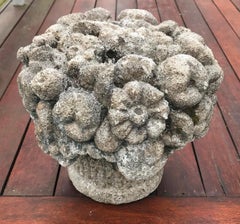 Pair of Antique English composition stone fruit basket ornaments