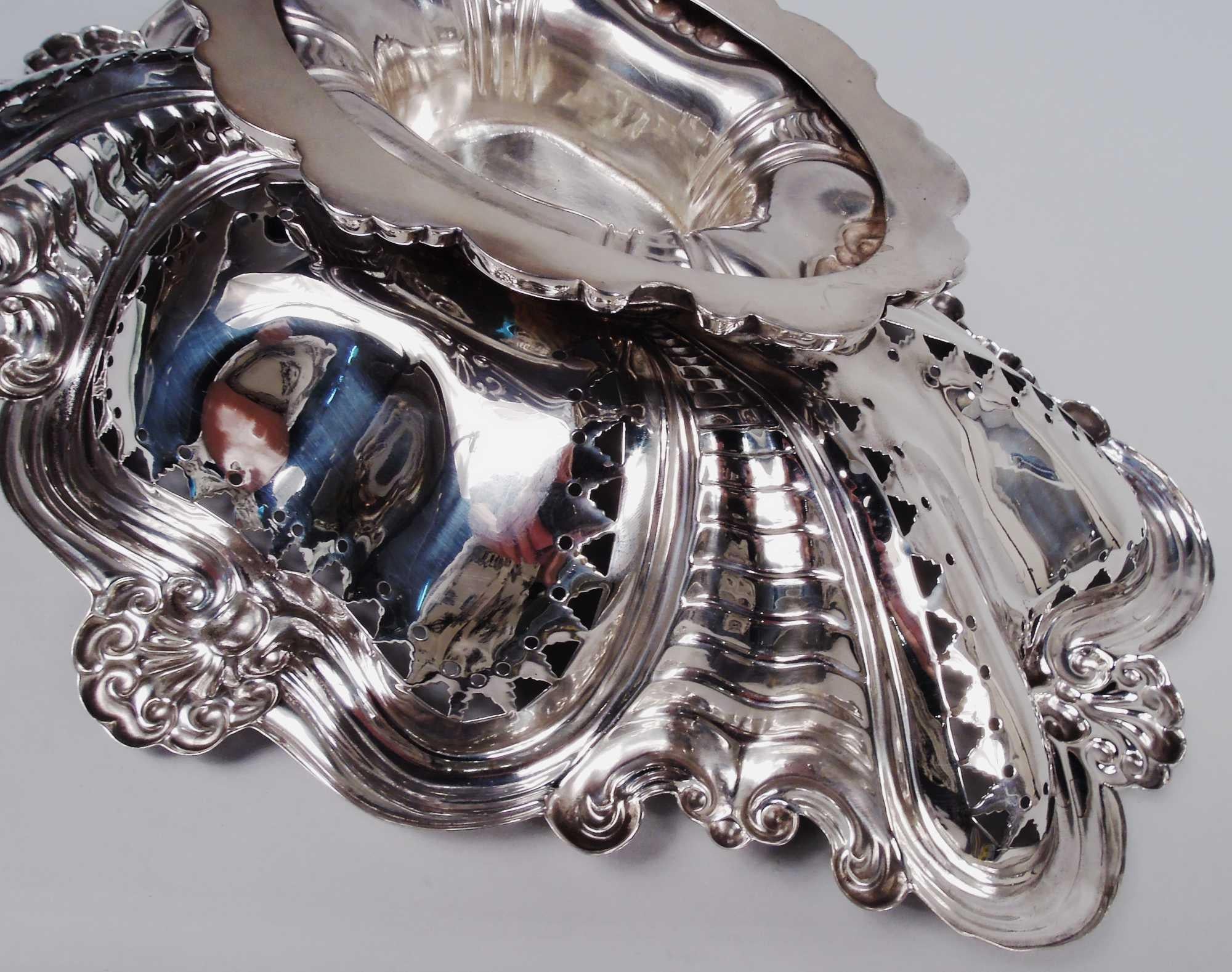Pareja de antiguas paneras inglesas eduardianas clásicas de plata de ley, 1902 Plata esterlina