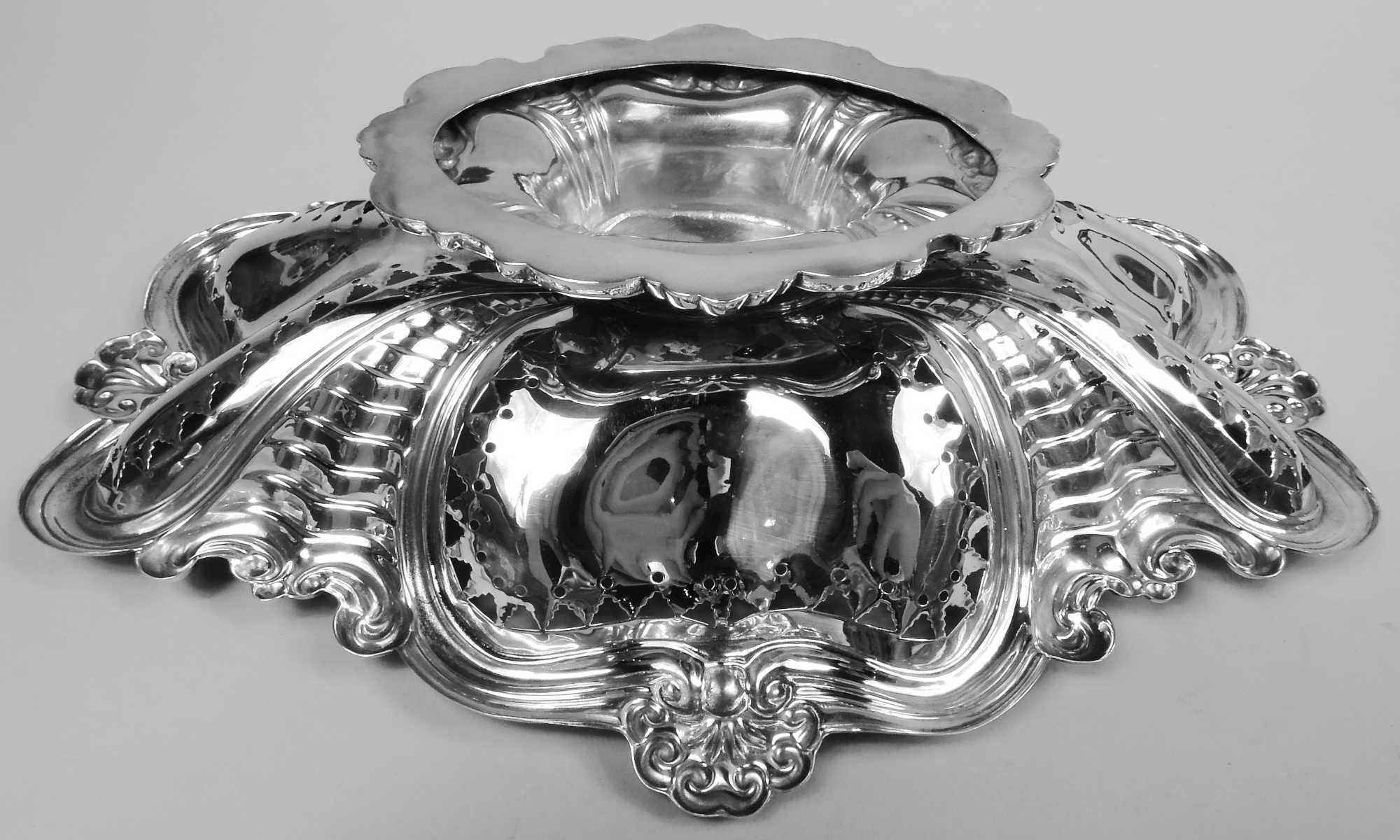 Pareja de antiguas paneras inglesas eduardianas clásicas de plata de ley, 1902 1