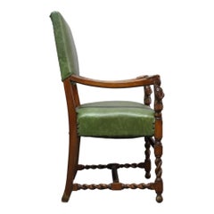 Pair Of Antique English Edwardian Figural Carved Walnut Armchairs c1910