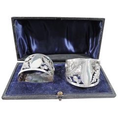 Pair of Antique English Edwardian Sterling Silver Napkin Rings