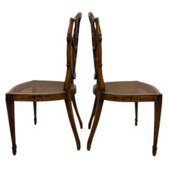 Zwei antike englische Federal Hepplewhite Caned Side Chairs