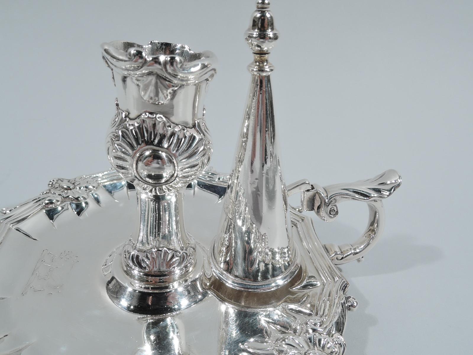 Early 19th Century Pair of Antique English Georgian Regency Sterling Silver Chambersticks