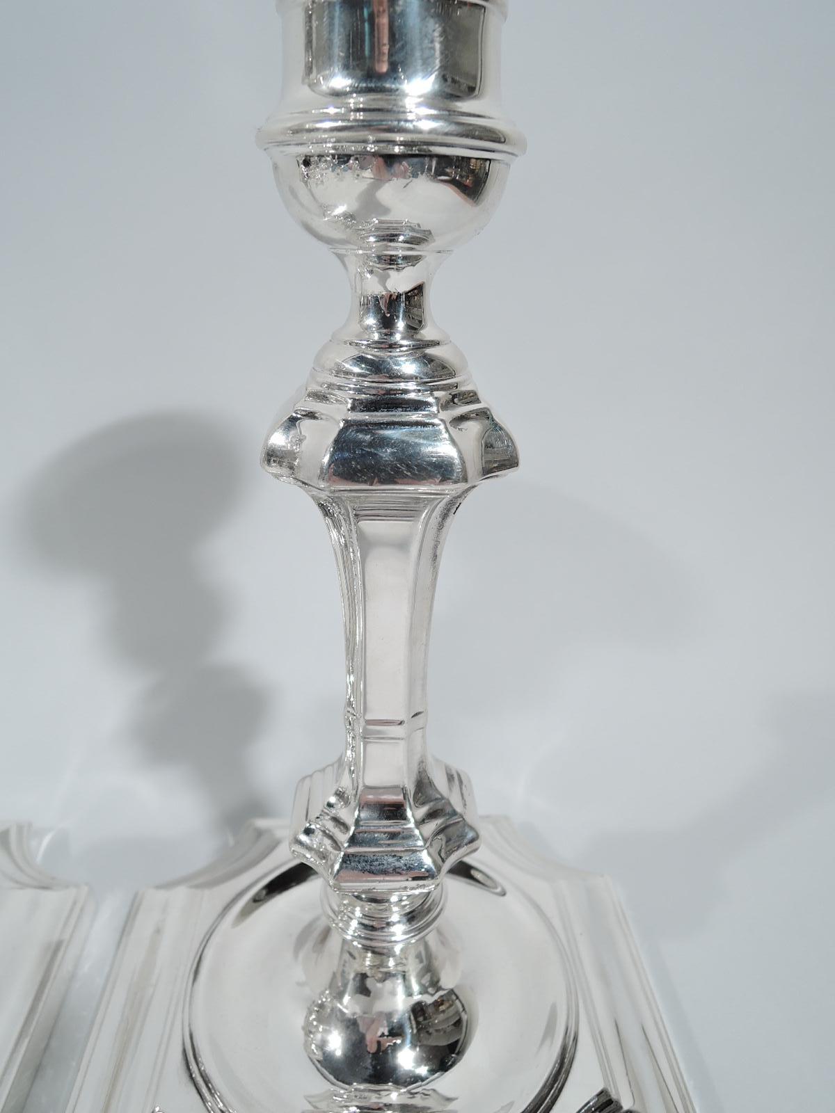 Pair of Antique English Georgian Sterling Silver 3-Light Candelabra 2
