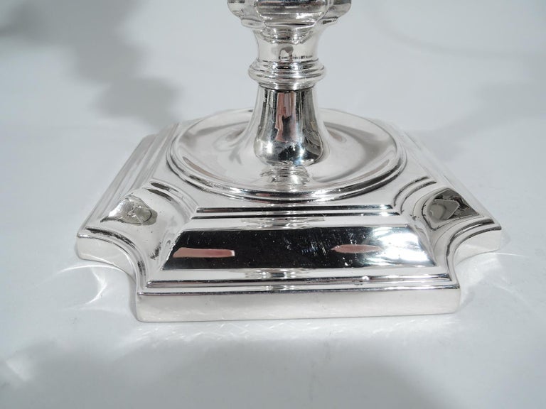 Pair of Antique English Georgian Sterling Silver 3-Light Candelabra For Sale 4