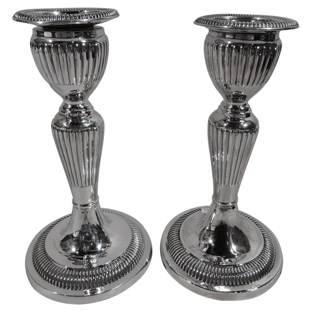 Pair of Antique English Georgian Sterling Silver Candlesticks