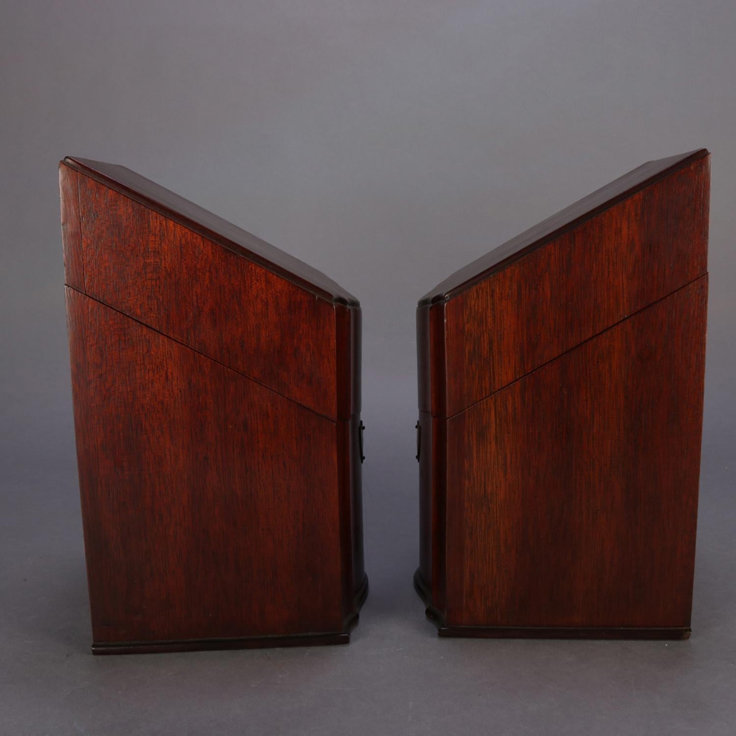 20th Century Pair of Antique English Georgian Style Inlaid Mahogany and Bronze Knife Boxes