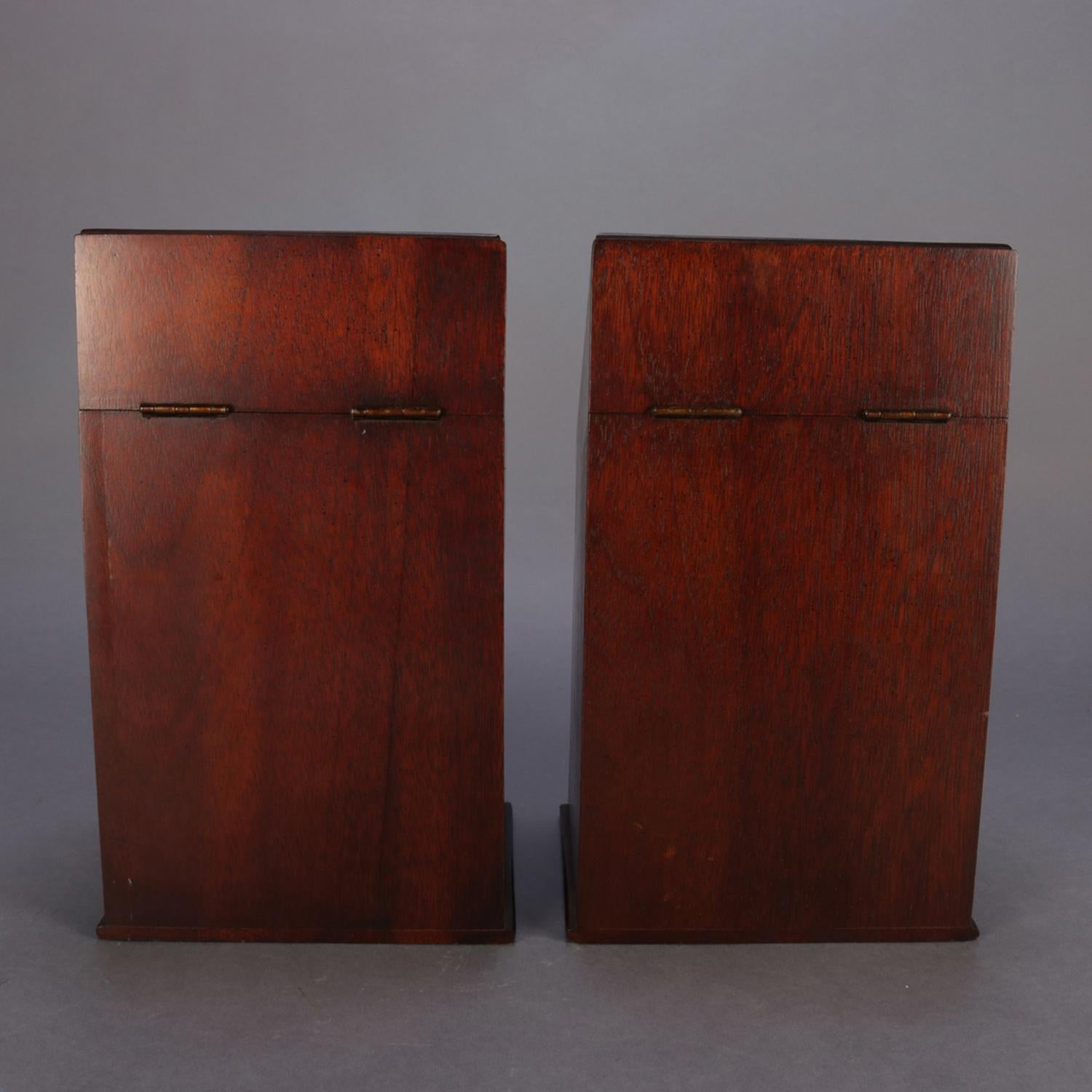 Pair of Antique English Georgian Style Inlaid Mahogany and Bronze Knife Boxes 1