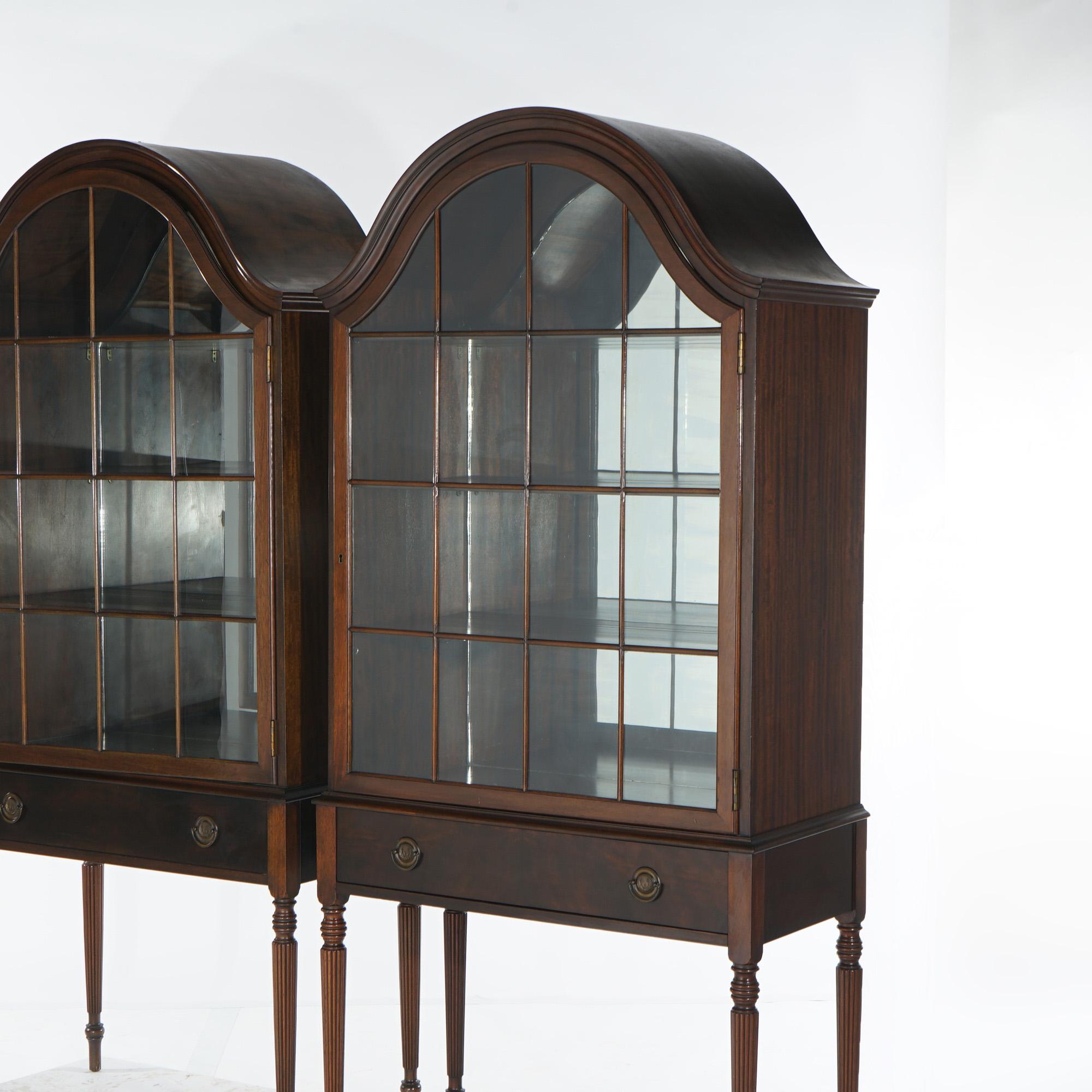 Pair of Antique English Georgian Style Mahogany China Cabinets by Butler c1930 8