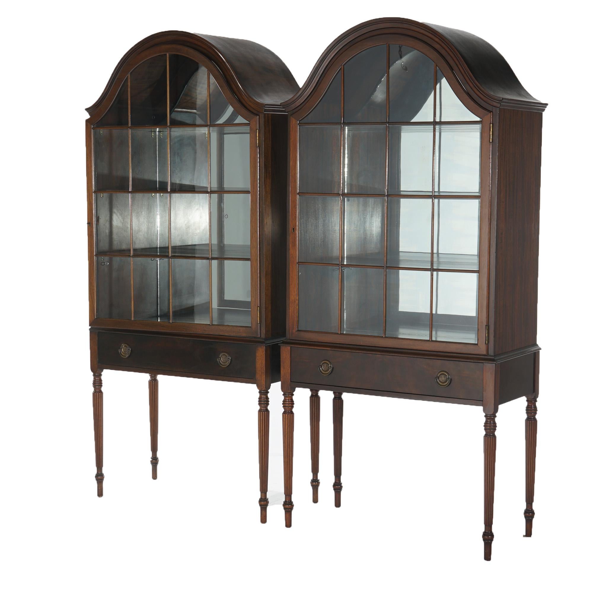 Pair of Antique English Georgian Style Mahogany China Cabinets by Butler c1930 9