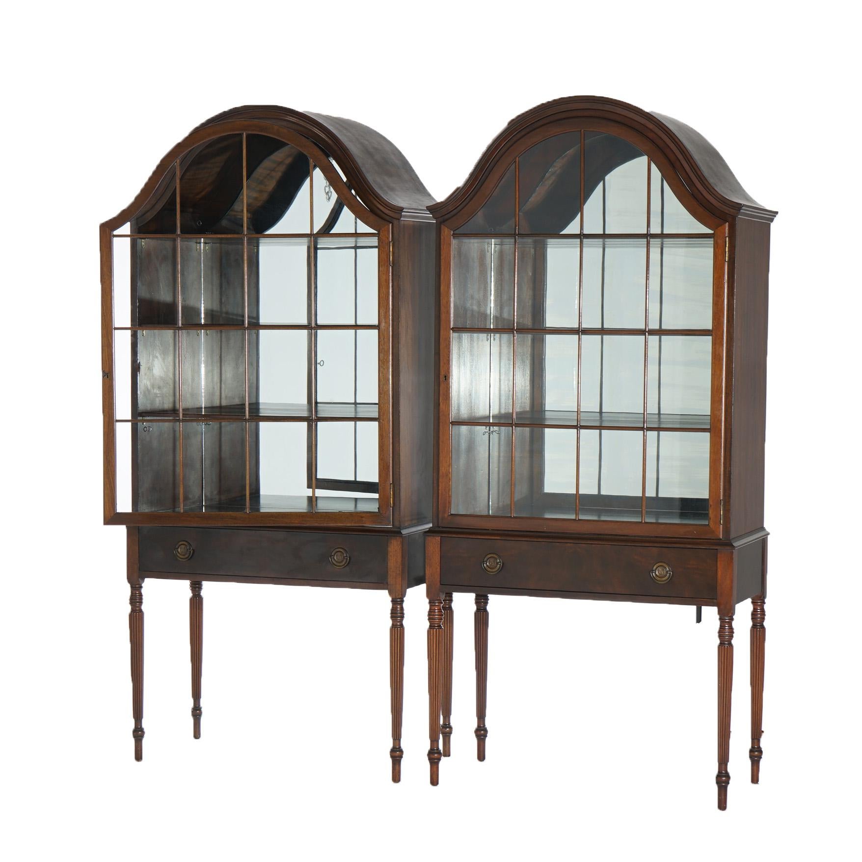 Pair of Antique English Georgian Style Mahogany China Cabinets by Butler c1930 13