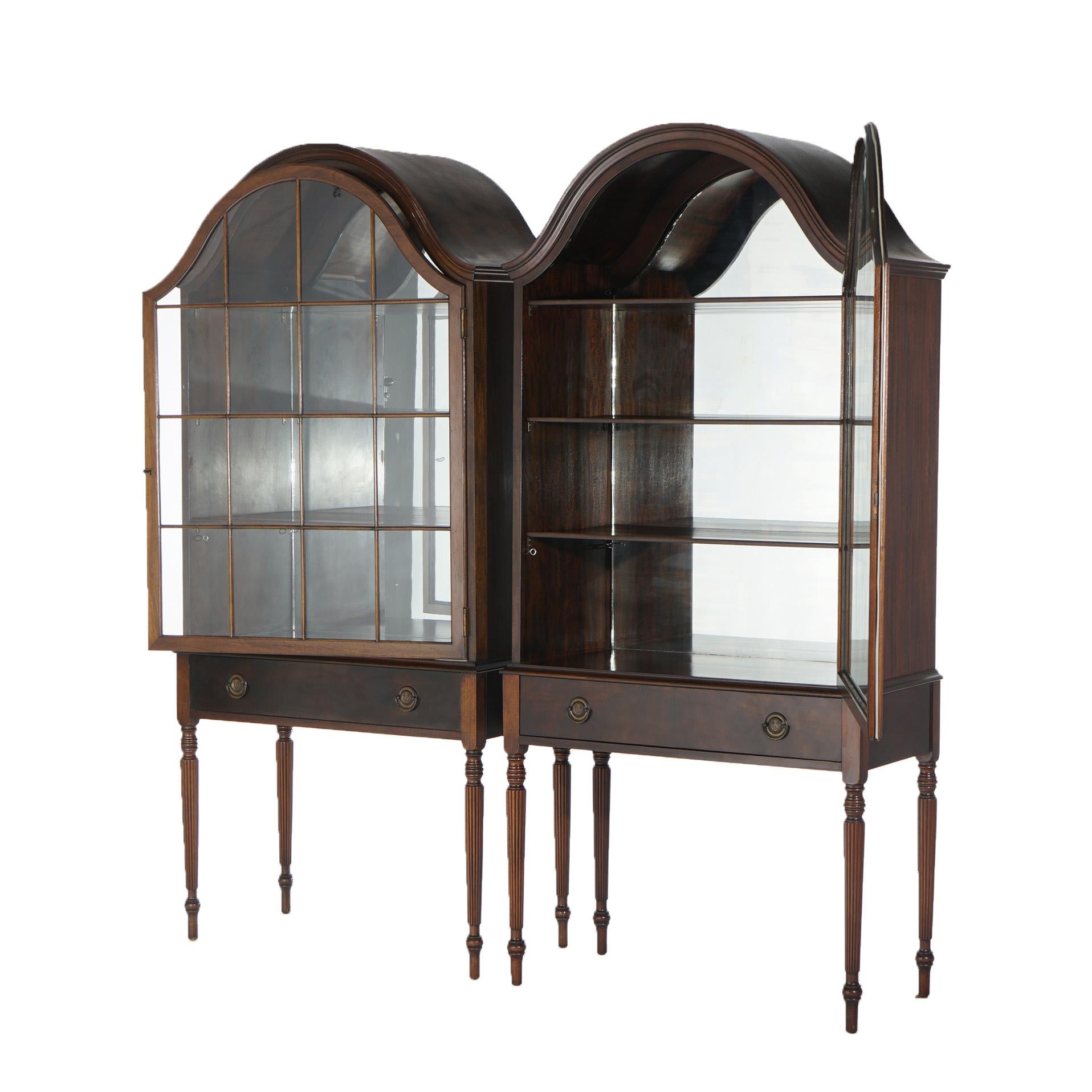 Pair of Antique English Georgian Style Mahogany China Cabinets by Butler c1930 In Good Condition In Big Flats, NY