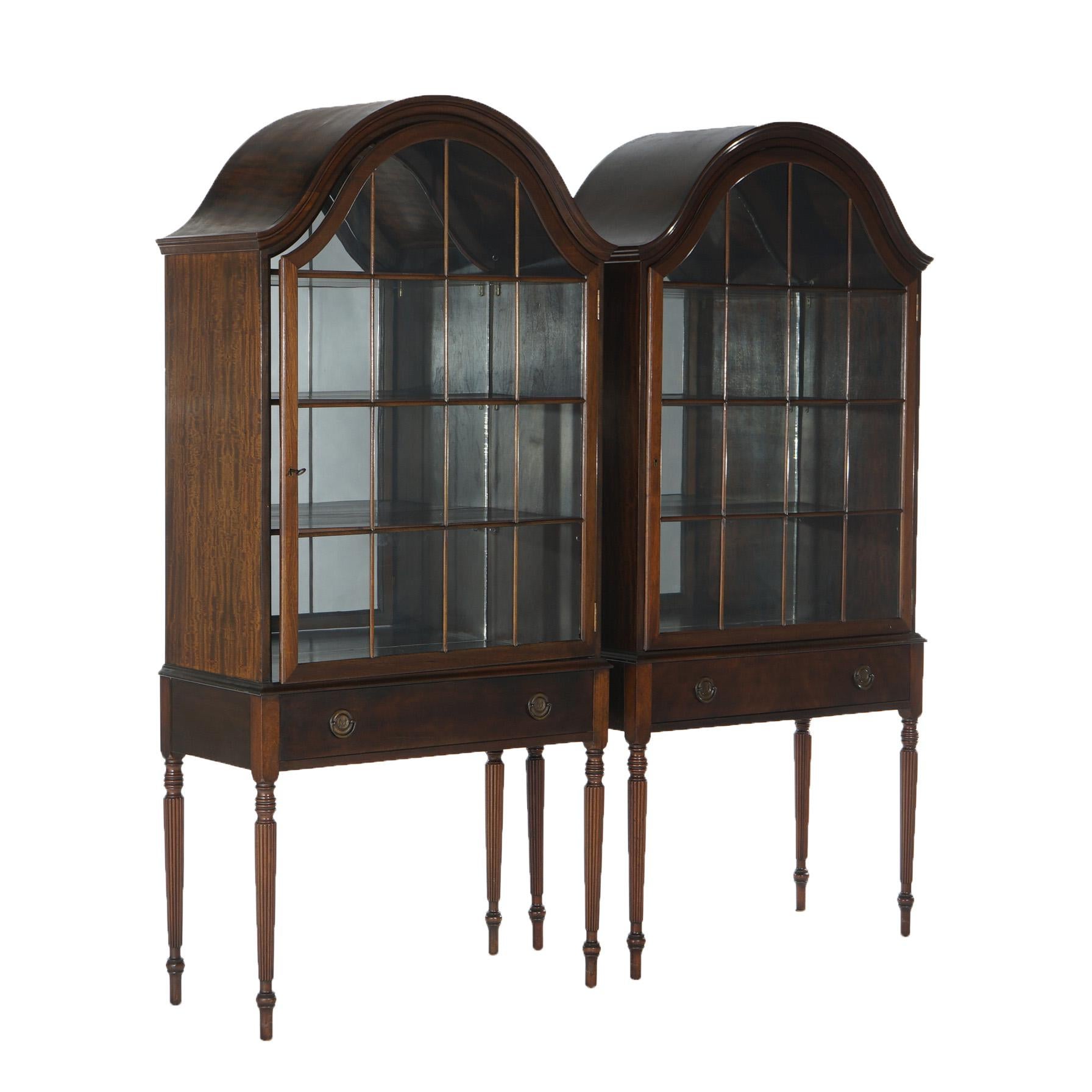 20th Century Pair of Antique English Georgian Style Mahogany China Cabinets by Butler c1930
