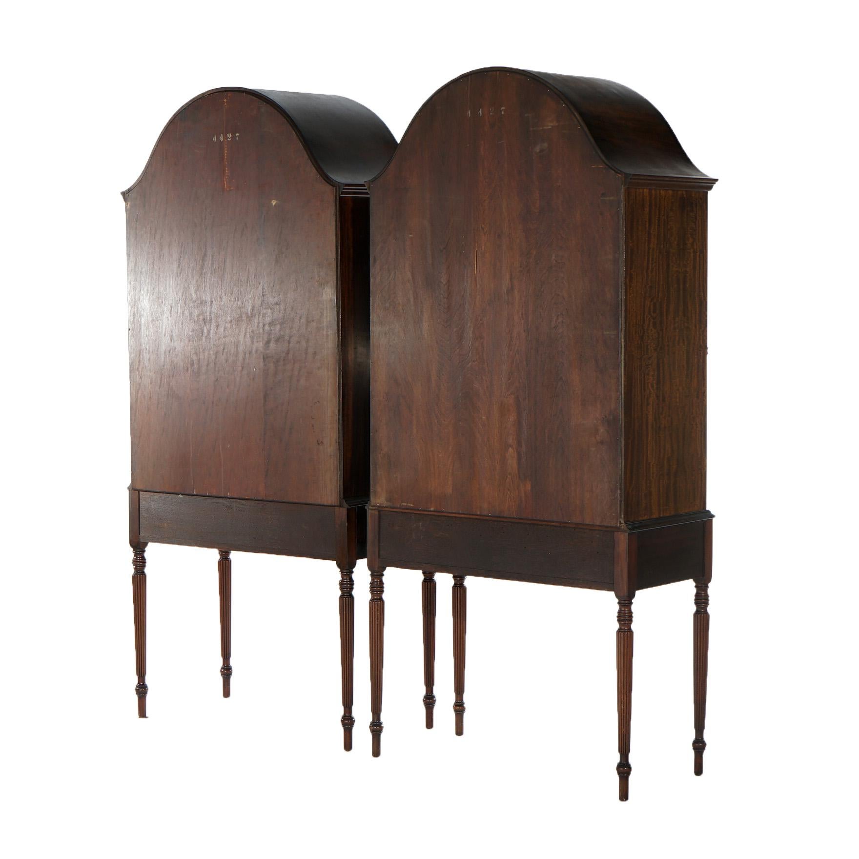 Glass Pair of Antique English Georgian Style Mahogany China Cabinets by Butler c1930
