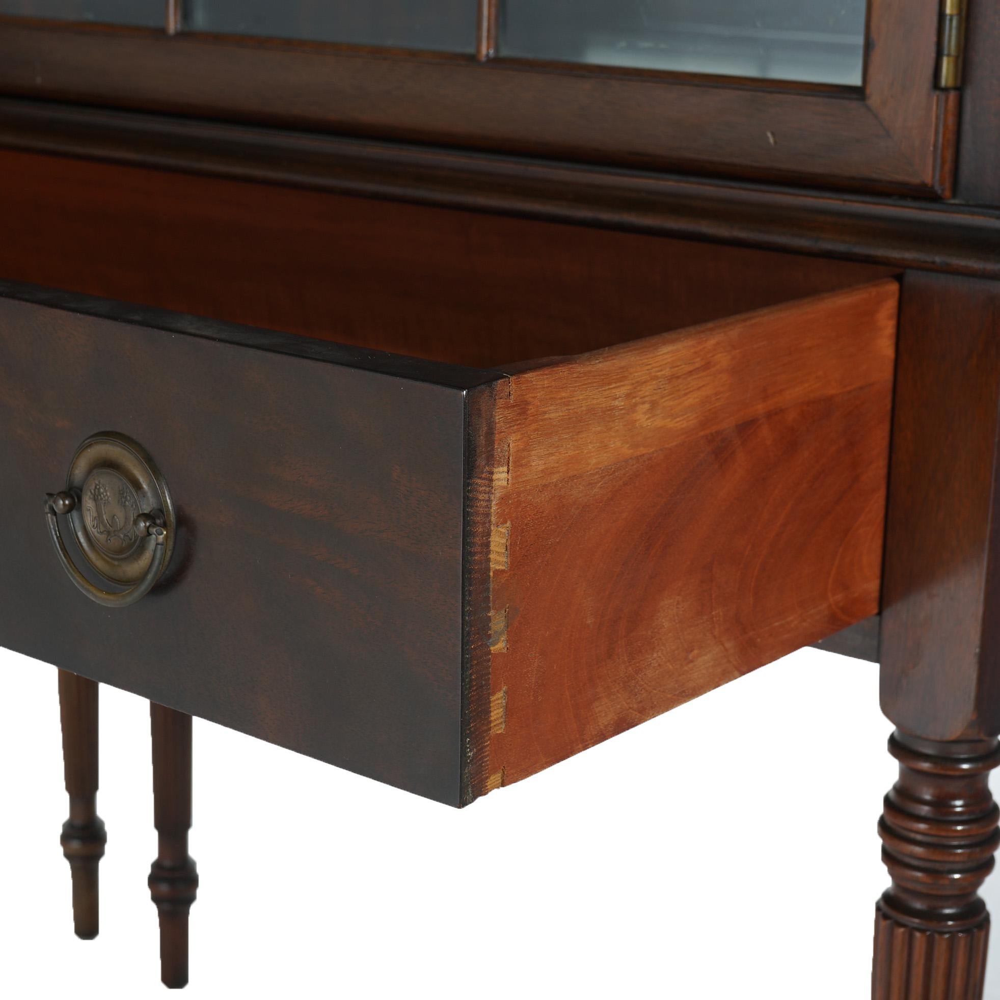 Pair of Antique English Georgian Style Mahogany China Cabinets by Butler c1930 1