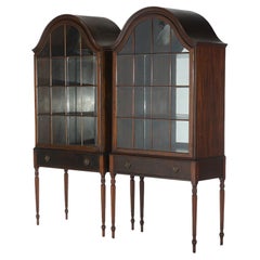 Pair of Antique English Georgian Style Mahogany China Cabinets by Butler c1930