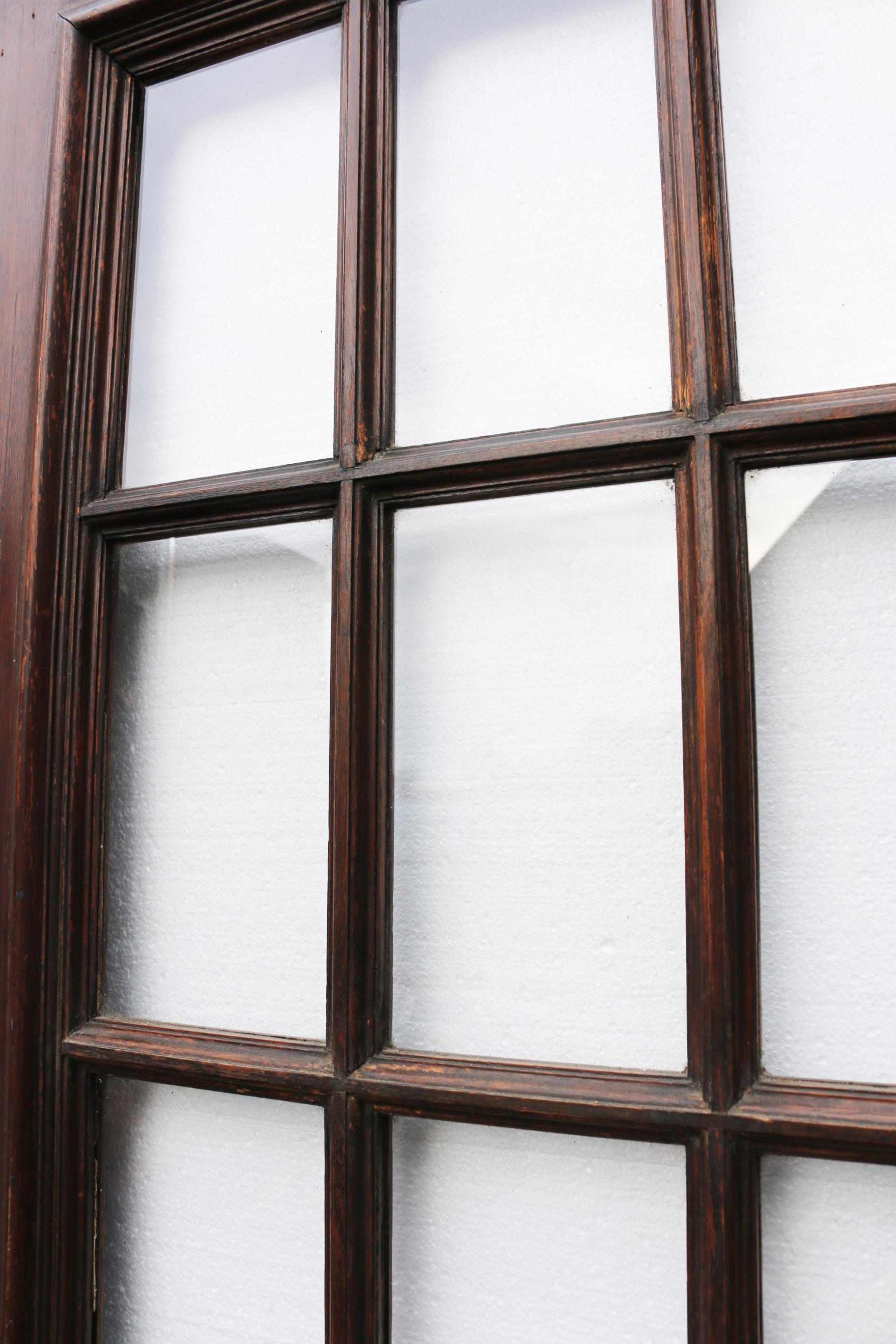 About

These stunning Victorian oak doors are well made, heavy and in excellent structural condition. 

Condition report:

Finished in old varnish, they have no handles or rebate and have single clear glazing. One has an area of repair to the top,