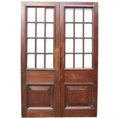 Pair of Antique English Glazed Oak Double Doors