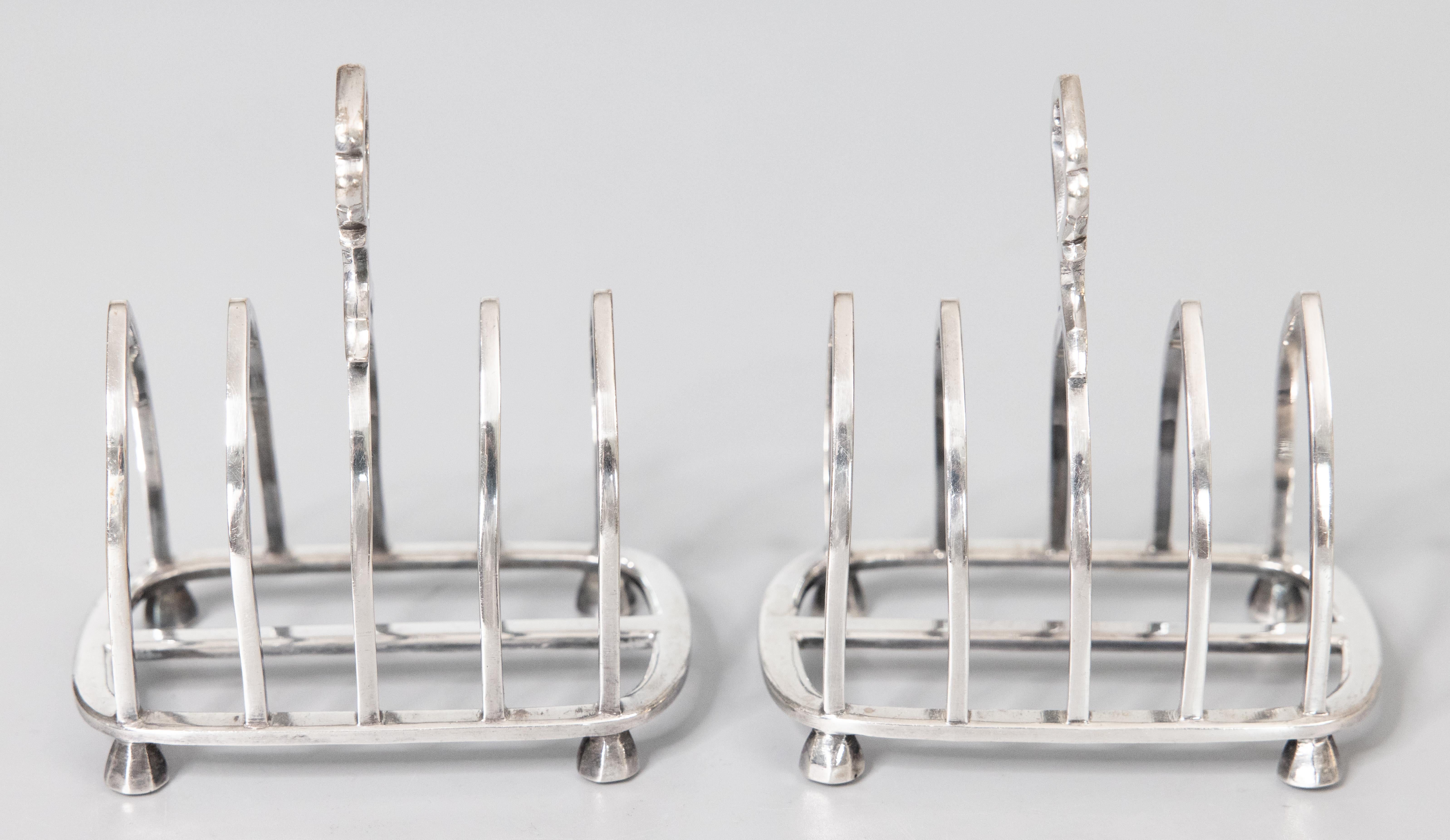 Early 20th Century Pair of Antique English Gothic Style Silver Plate Toast Racks, dated 1923 For Sale