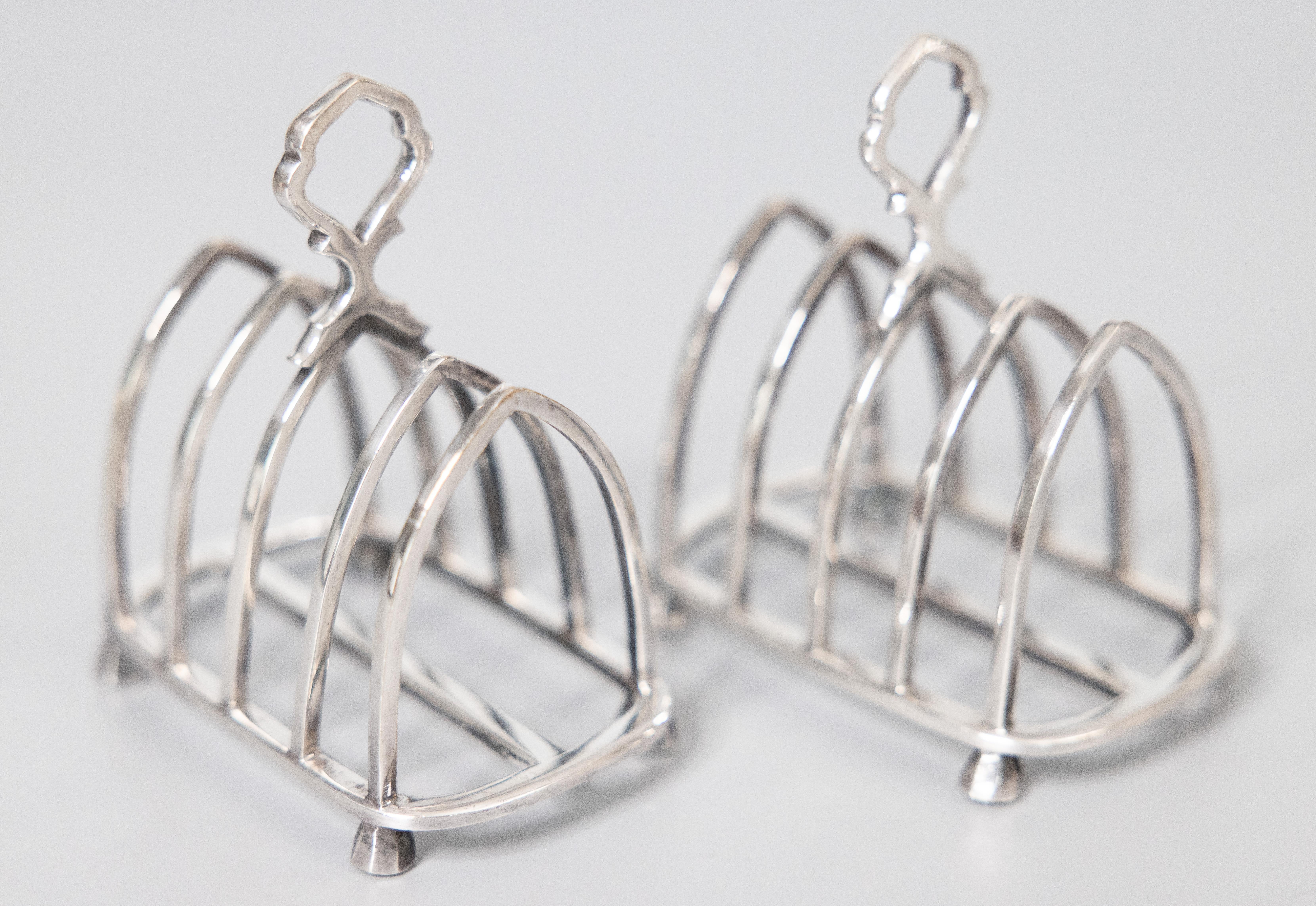 Pair of Antique English Gothic Style Silver Plate Toast Racks, dated 1923 For Sale 2