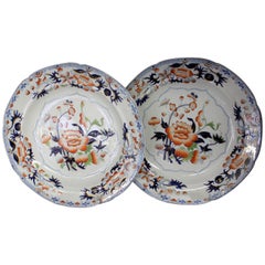 Pair of Antique English Ironstone Imari Cabinet Plates, Hicks, Meigh and Johnson