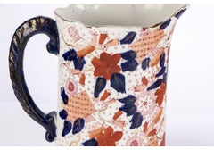 Pair Of Antique English Ironstone Imari Pitchers
