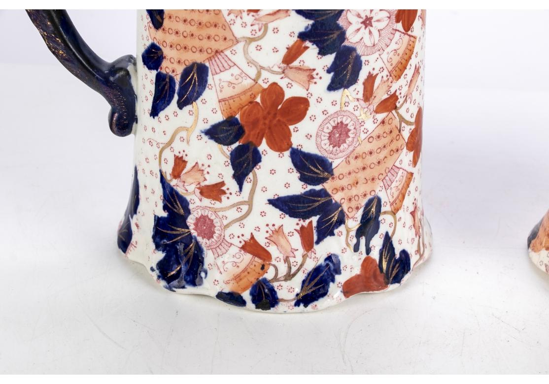 Pareja De Jarras Imari Antiguas De Ironstone Inglés Pintado a mano en venta