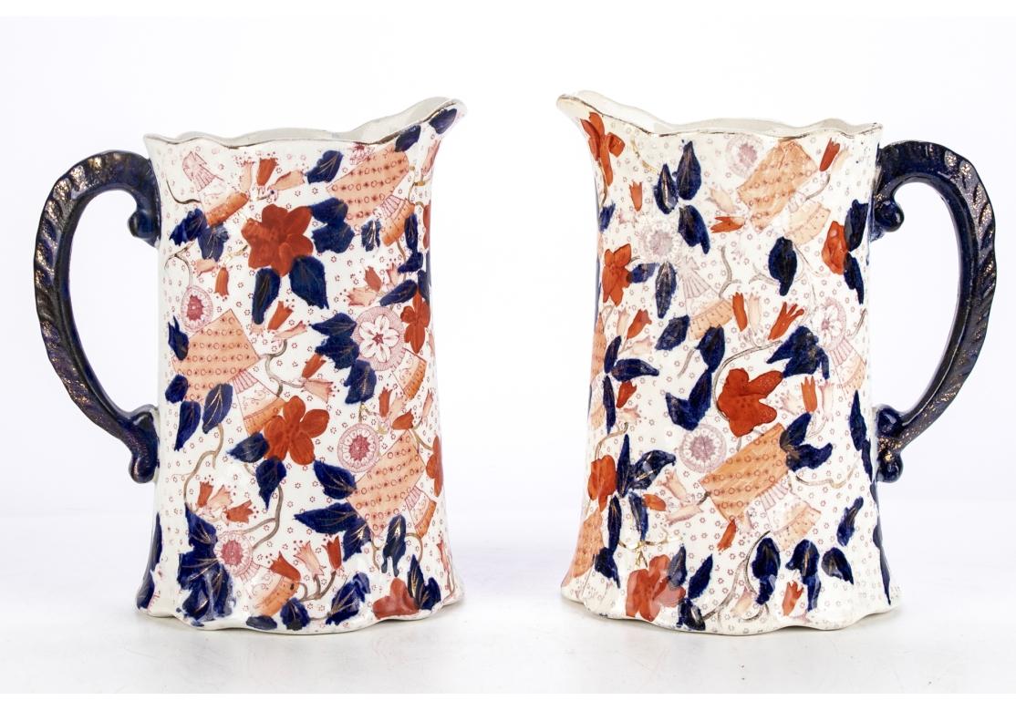 Pareja De Jarras Imari Antiguas De Ironstone Inglés en venta 1