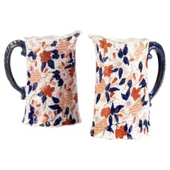Coppia di antiche brocche Imari inglesi in pietra di ferro