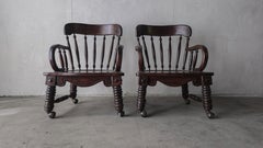 Pair of Antique English Jacobean Windsor Lounge Chairs