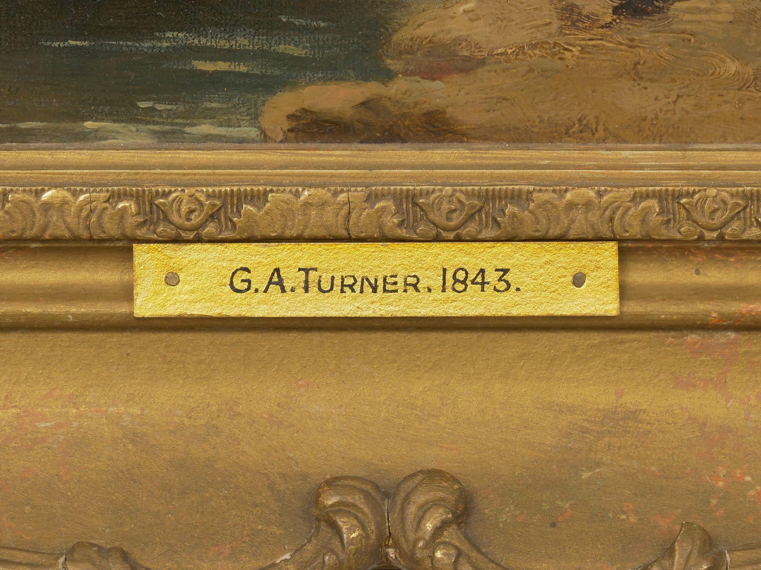 Pair of Antique English Landscape Paintings circa 1843 by G.A. Turner 10