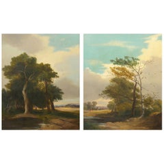 Pair of Antique English Landscape Paintings circa 1843 by G.A. Turner