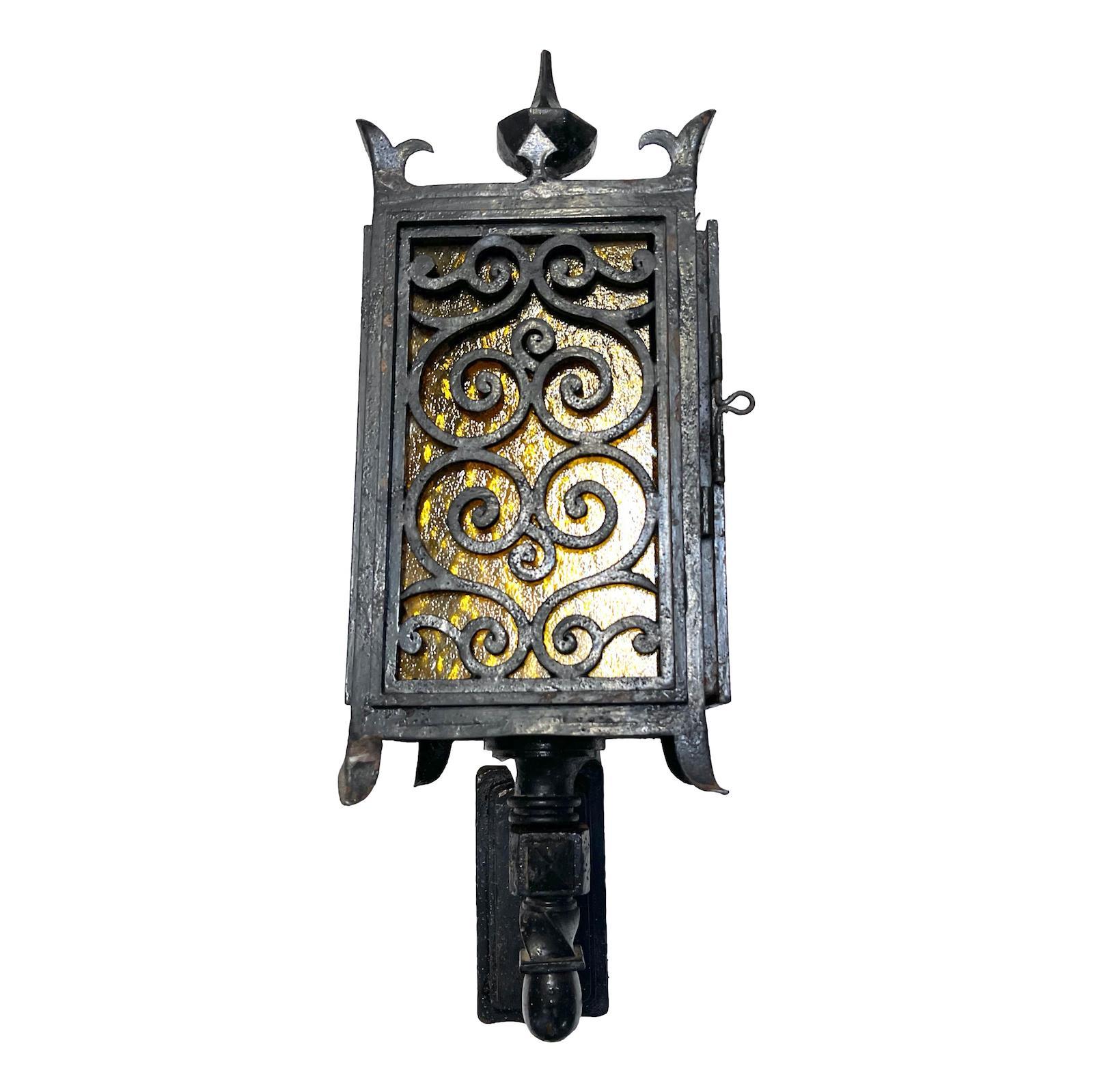 Early 20th Century Pair of Antique English Lantern Sconces For Sale