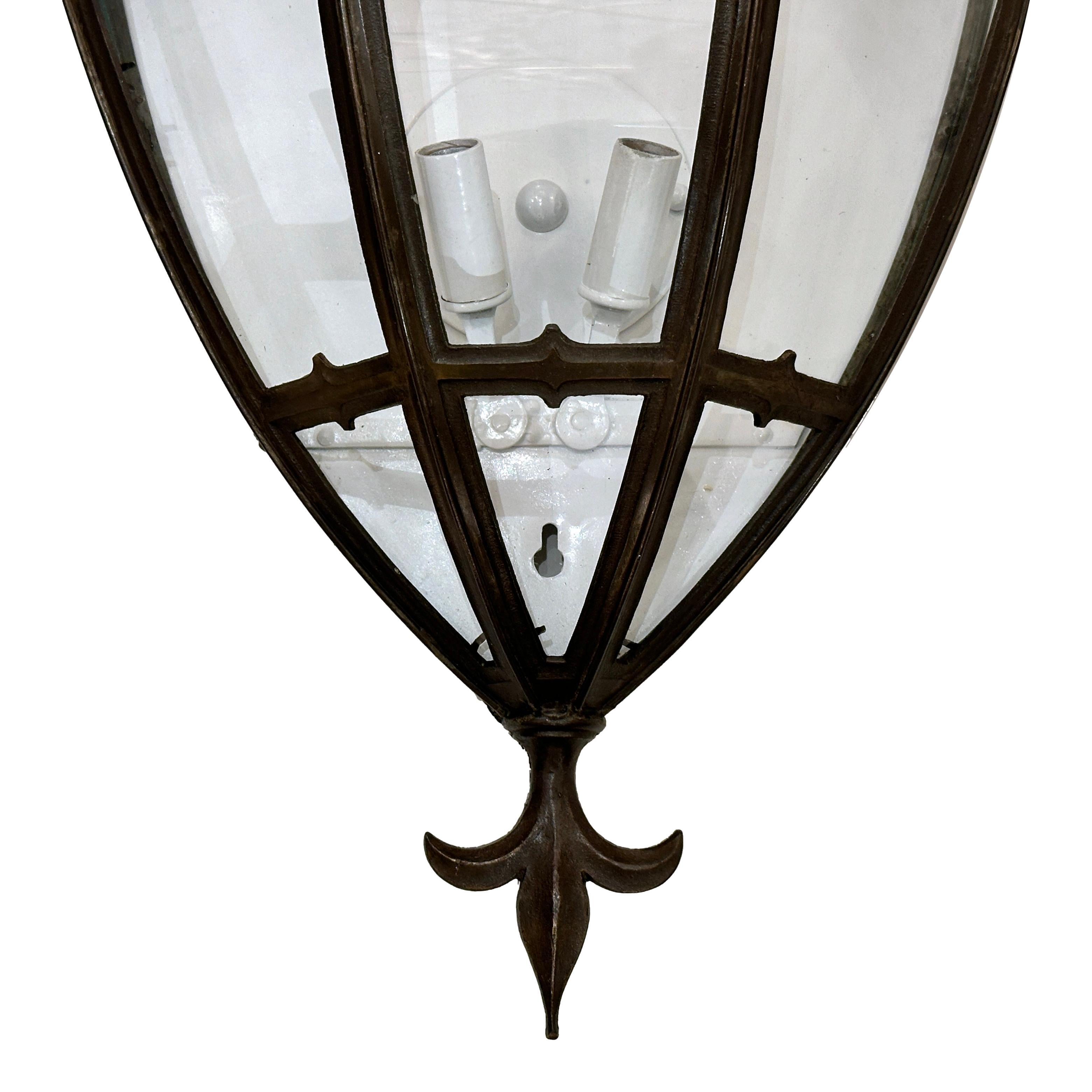 Pair of Antique English Lantern Sconces For Sale 1