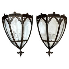Paire d'appliques à lanternes anglaises anciennes