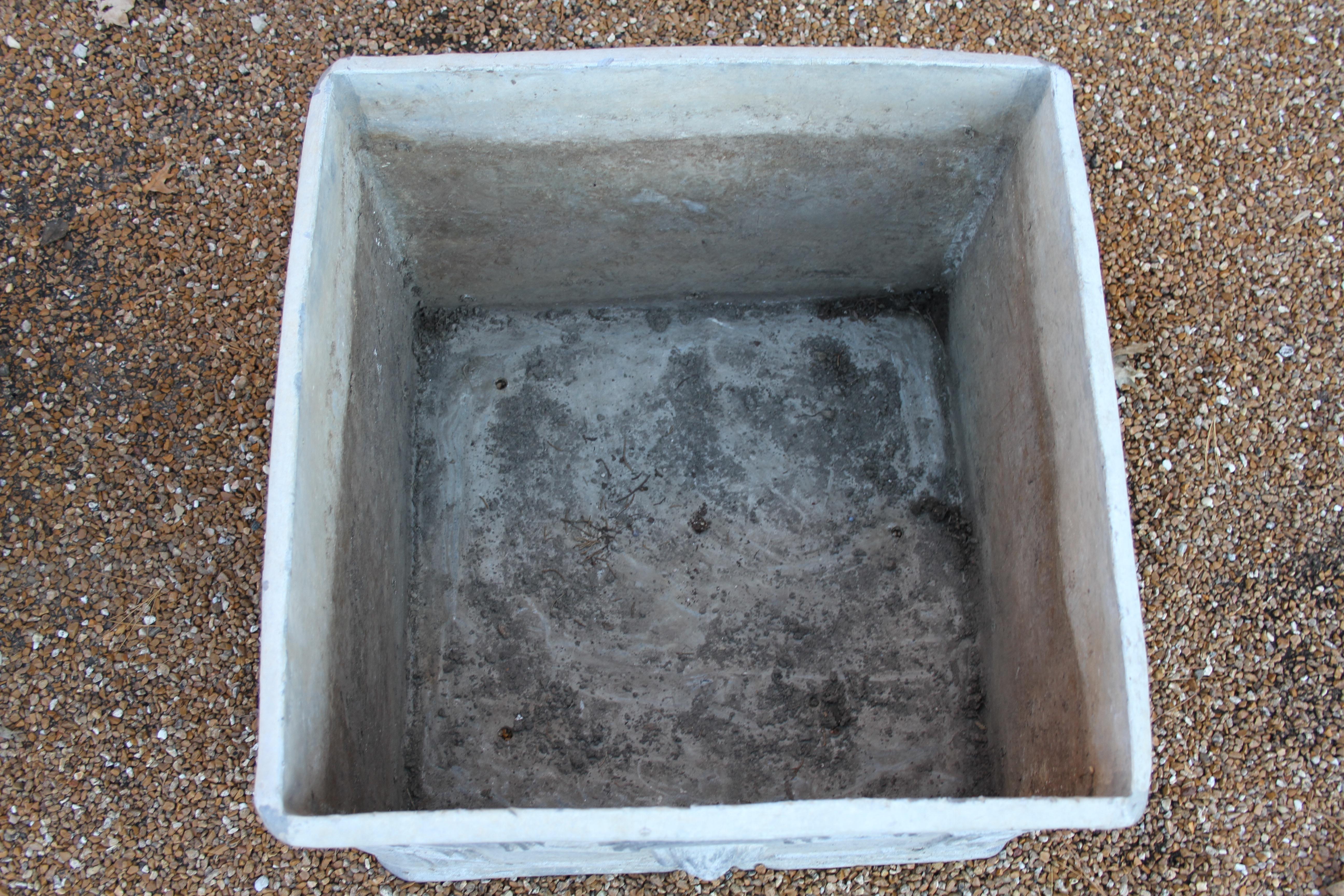 Pair of Square Antique English Lead Jardinieres with Lion Heads Planter Boxes In Good Condition In St. Louis, MO
