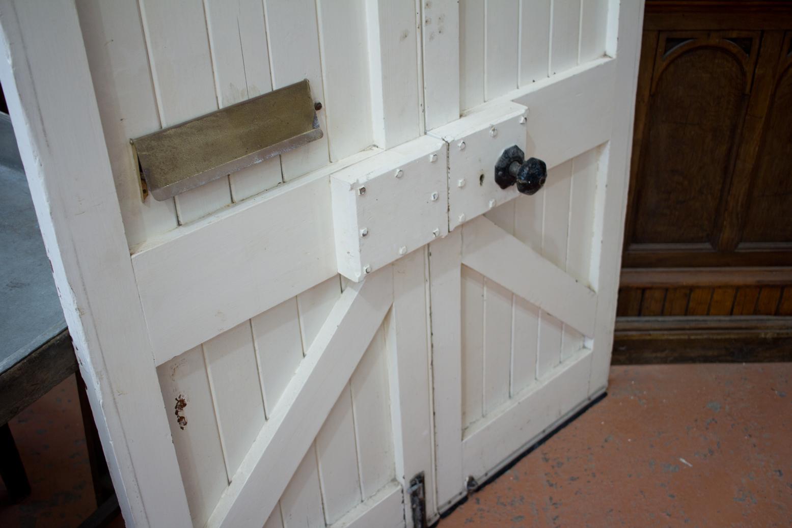 Pair of Antique English Ledge and Brace Cottage Doors 1