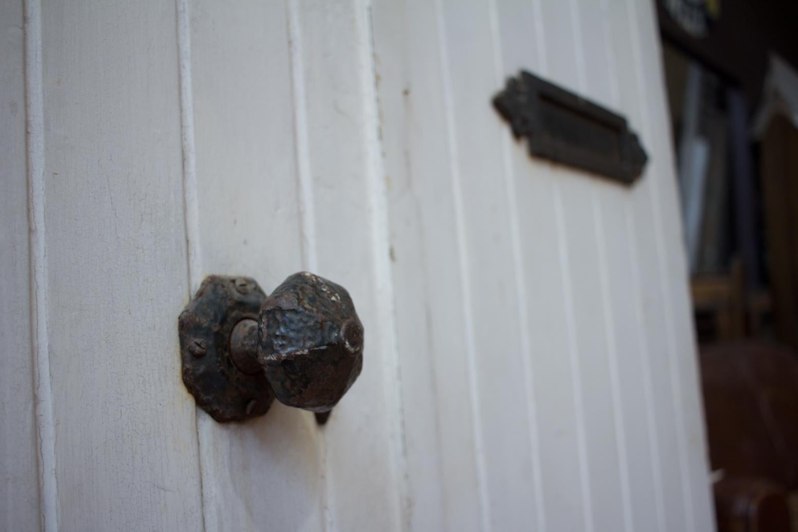 Edwardian Pair of Antique English Ledge and Brace Cottage Doors