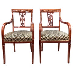 Pair of Antique English Mahogany Armchairs, circa 1880