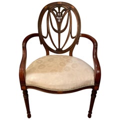 Pair of Antique English Mahogany Hepplewhite Oval Back Chairs, circa 1860