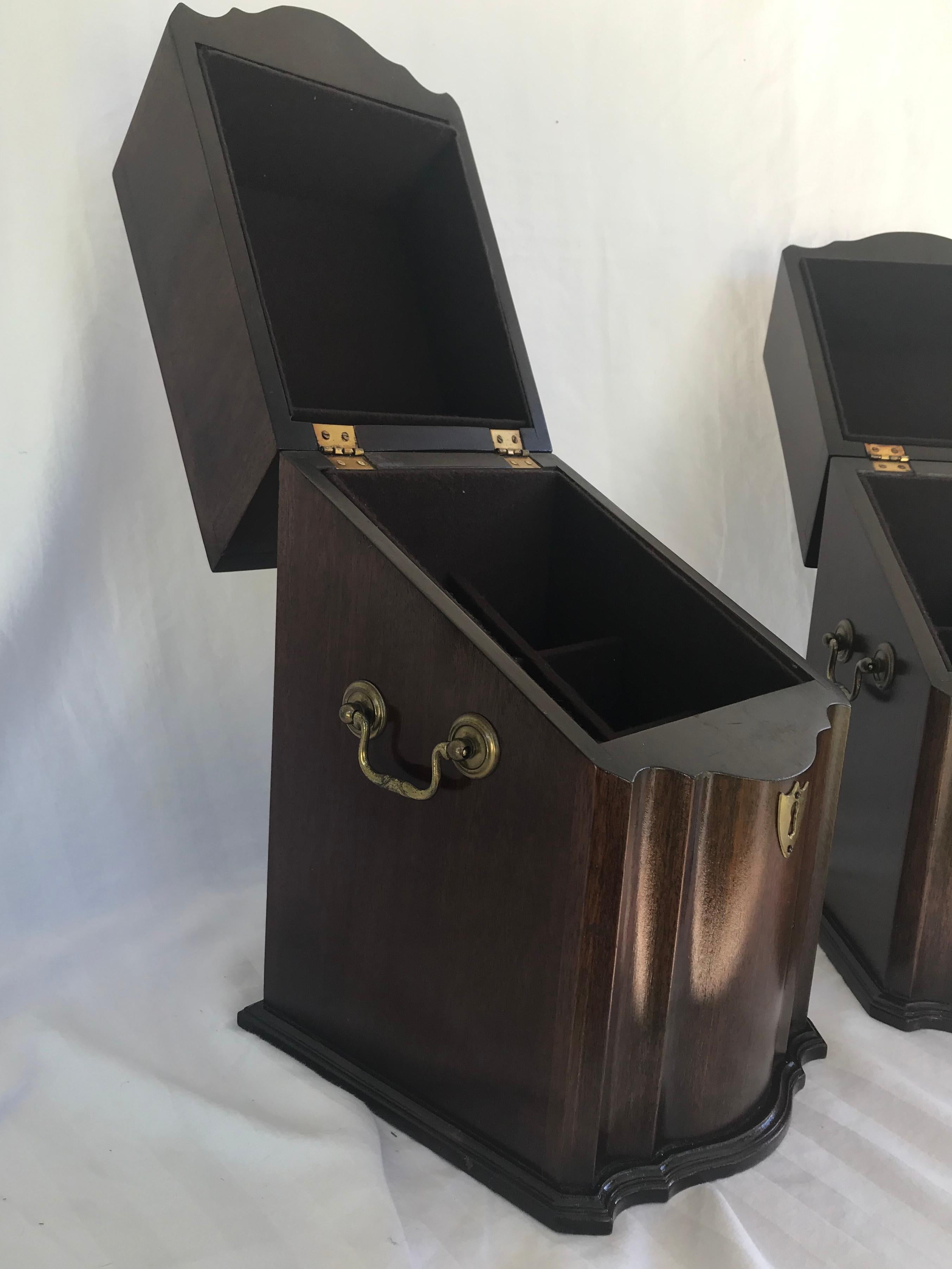 Late Victorian Pair of Antique English Mahogany Knife Cutlery Boxes